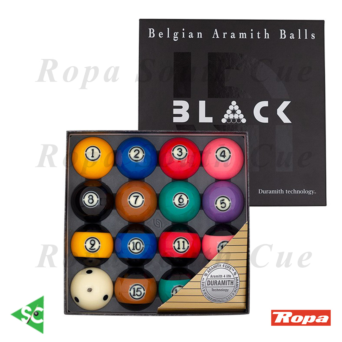 Aramith Tournament Black Billiard Ball Set with Duramith