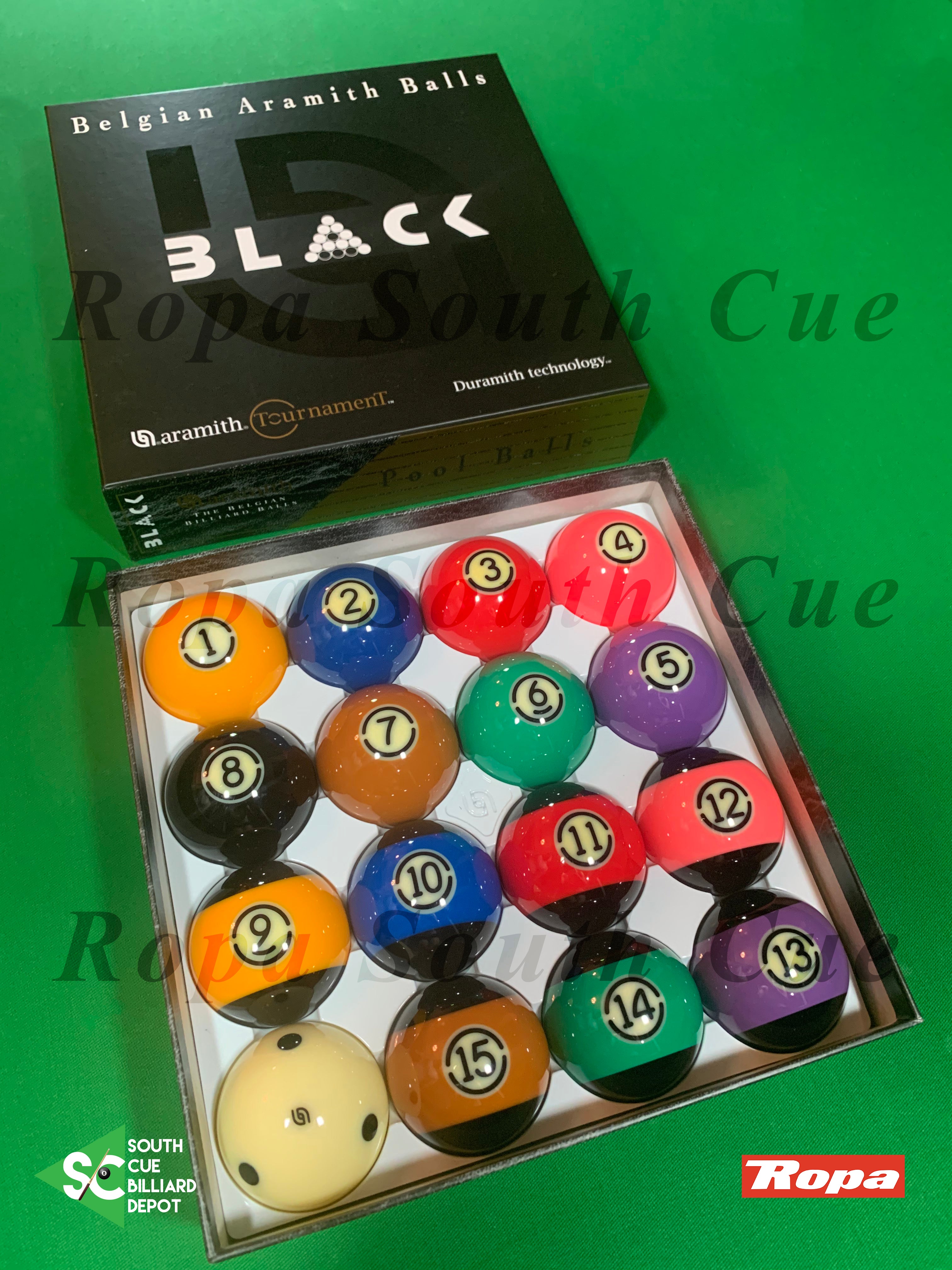Aramith Tournament Black Billiard Ball Set with Duramith