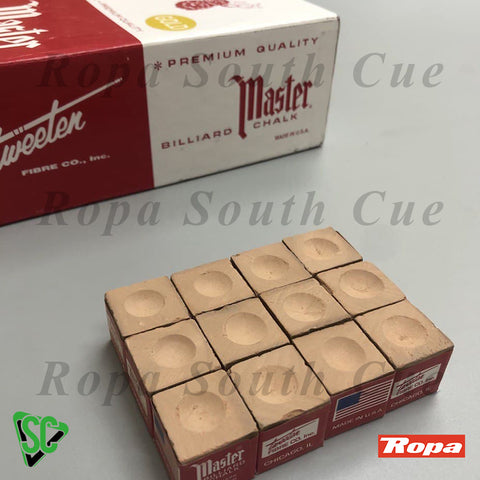 Master Gold Pool Cue Chalk - 1 Box Of 12 Pieces For Billiards & Pool